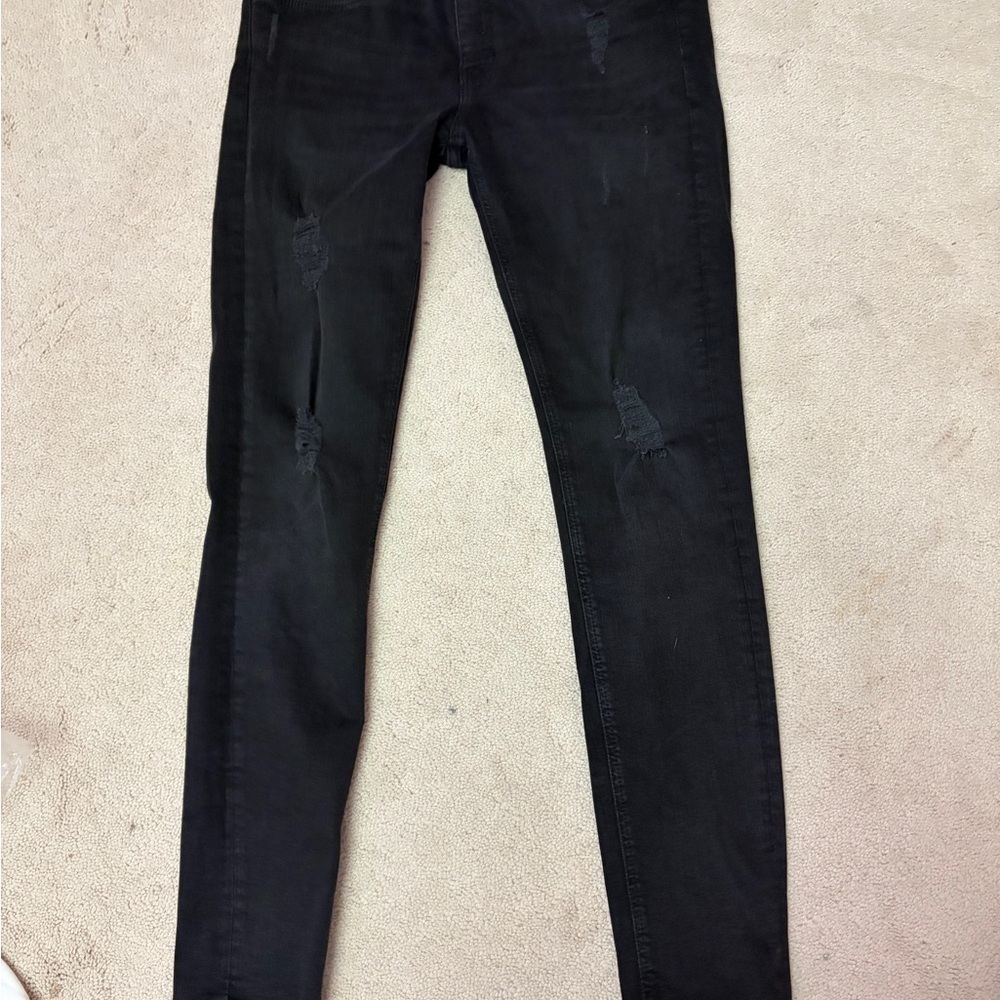 Zara Distressed Black Skinny Jeans